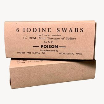 WW2 US Iodine Swabs Box for Medics Bag First Aid
