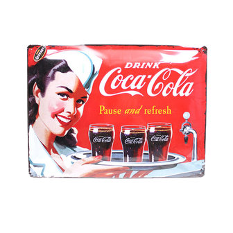 TIN SIGN COCA COLA WAITRESS 