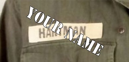NAME TAG on TAPE - CUSTOM STAMPED WITH YOUR NAME 