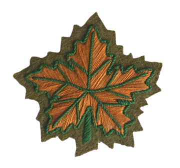 WW2 DUTCH FREE VOLUNTEERS IN CANADIAN ARMY MAPLE LEAF CLOTH SHOULDER BADGE