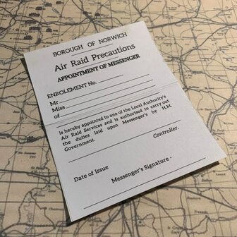 Messenger Warrant Card for WW2 British ARP