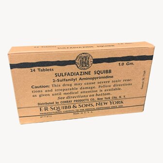 WW2 Sulfadiazine Squibb Box for US WW2 Medical Kit