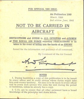 RAF &quot;Not to be carried&rdquo; card