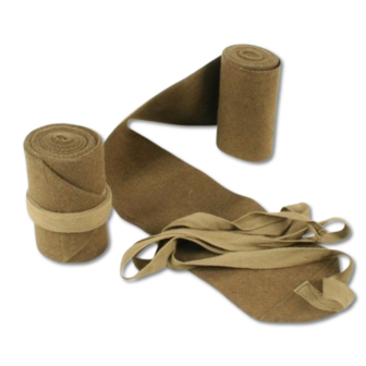 WW1 British Army Puttees, Brown Woollen Long Putties