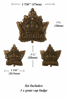Canadian WWI General Service Cap and Collar Badge Set &ndash; Maple Leaf Design &ndash; WW1 Reproduction