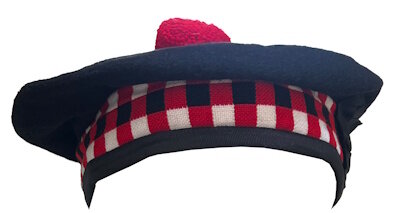 Balmoral Bonnet met Dicing &ndash; Rood/Wit/Zwart of Zwart/Wit
