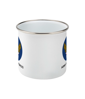Army Air Forces enamel mug front view with USAAF logo (WWII)