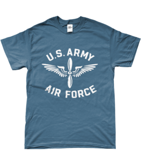 USAAF T-shirt Indigo Blue &ndash; white winged propeller print