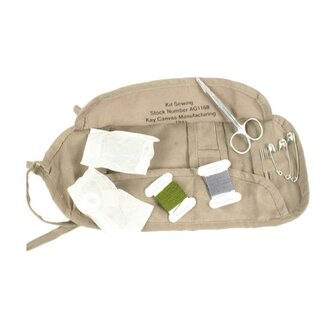 US Army GI Sewing Kit &ndash; open canvas pouch met US-markering