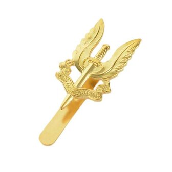 SAS Cap Badge &ndash; Messing reproductie met motto Who Dares Wins WWII