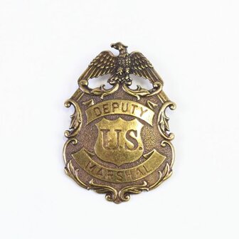Front view of U.S. Marshal badge with eagle and shield &ndash; antique bronze finish