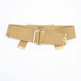 WW1 1908 Webbing Belt Medium 54&quot; &ndash; front view with brass fittings (Kay Canvas)