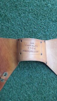 Set of McClellan leather saddlebags &ndash; brown leather, model 1904