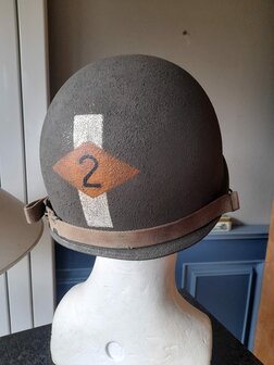 Saving Private Ryan M1 helmet replica &ndash; rear view with 2nd Rangers diamond and tactical marking