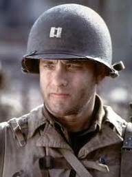 Reproduction US WWII M1 helmet with Captain Miller screen-accurate markings &ndash; front view