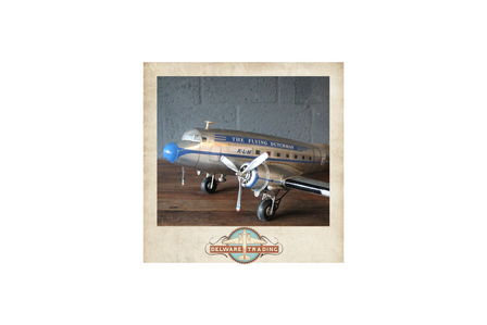Dakota DC-3 decorative model in KLM Flying Dutchman livery on stand Flyng Dutch men