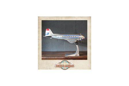 Dakota DC-3 decorative model in KLM Flying Dutchman livery on stand Flyng Dutch men