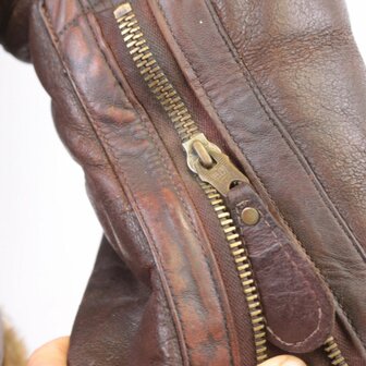Detail of original Air Ministry cuff zipper RAF Irvin Jacket