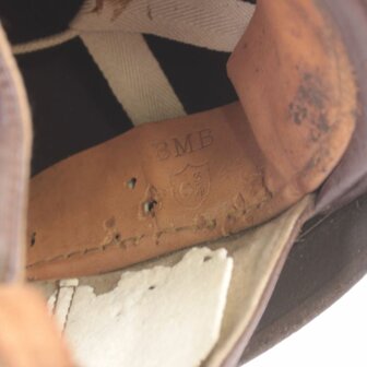 Interior of original 1944 British Dispatch Rider Helmet with leather liner and ear sections