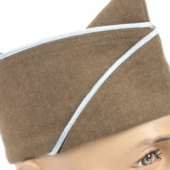 Interior view of the US WW2 Infantry Garrison Cap in OD wool with clean lining and label