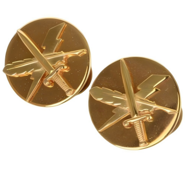 US Collar Discs Public Affairs with gold-tone sword, lightning bolt and quill emblem