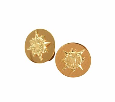 US Collar Discs Military Intelligence with gold-tone rose, sun ray and dagger emblem