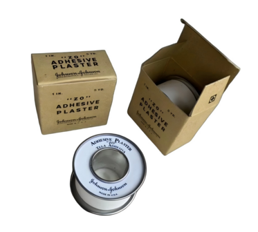 Johnson &amp; Johnson Adhesive Plaster reproduction in box with opened packaging