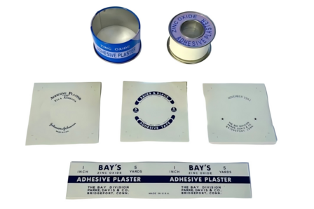 Bay's Adhesive Tape reproduction in cardboard box with metal spool