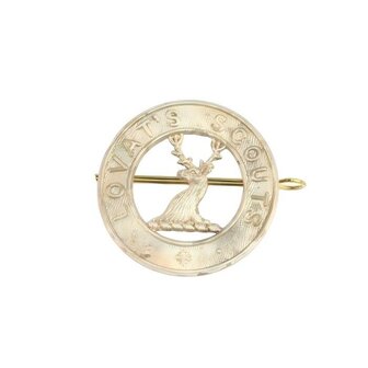 Lovat Scouts Cap Badge with Fraser stag in circular Scottish regimental badge