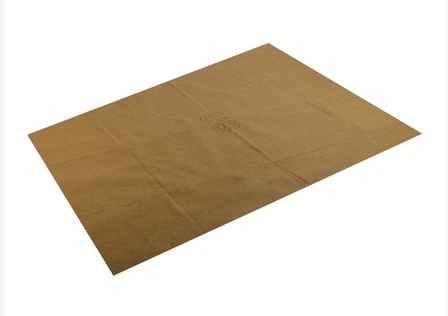 U.S. Army GI wool blanket in khaki color with central US marking, shown unfolded