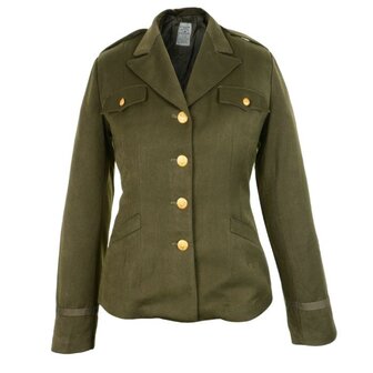 Front view of WW2 American Womens Class A WAC Officers Service Jacket in Olive Drab