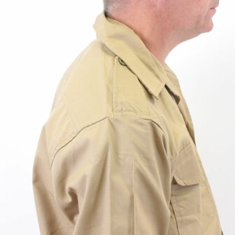Airtex KD Bush Jacket WWII British Army Khaki Desert Shirt displayed on mannequin with British cap