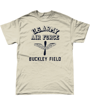 Natural WW2 U.S. Army Air Force Buckley Field reproduction T-shirt with winged propeller emblem