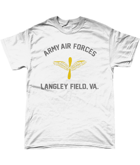 White SgtWilco Langley Field VA US Army Air Forces reproduction T-shirt with historic winged propeller design