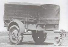 Side view of WW2 G518 Ben Hur Trailer with Olive Drab canvas cover original