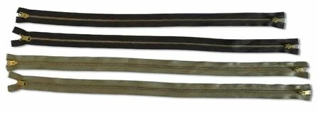 Original WW2 TALON New Old Stock zippers in OD Green and Dark Brown various lengths