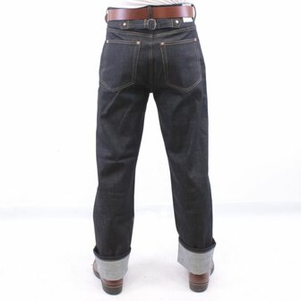 WWII US Navy 1940s Denim Deck Jeans reproduction in dark blue denim backside