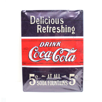 TIN SIGN COCA-COLA REFRESHING