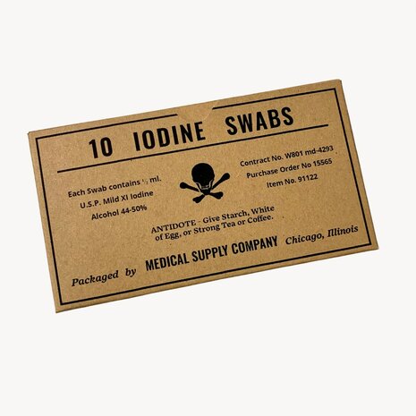 WW2 Iodine Swabs Box for US WW2 Medical Kit