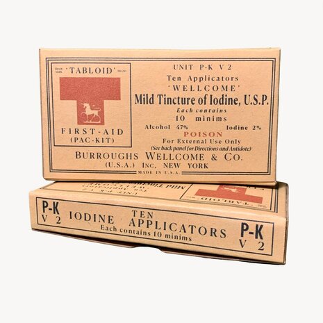 WW2 Iodine Swabs Box for US WW2 Medical Kit