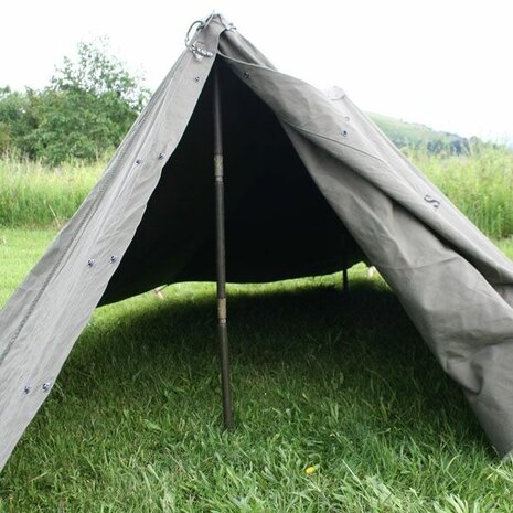 1945 Pup Tent, 2 x US Army OD Shelter Halves, poles and pegs
