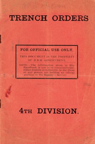 WW1 Trench booklet regulations 4th division