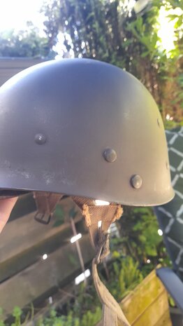 WW2 US Army Medic Helmet, Front seam swivel