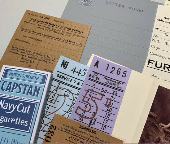 WW2 British Forces Pocket Filler and paperwork set 