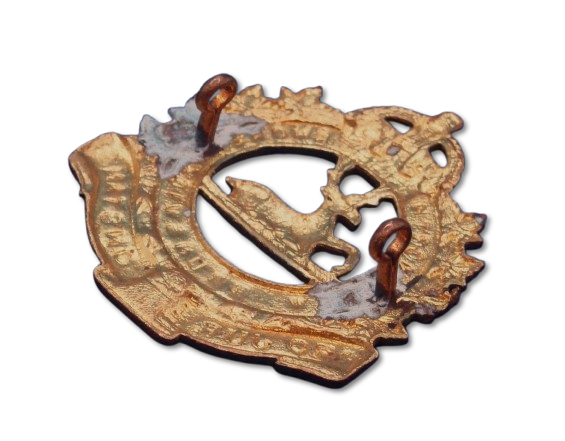 WWII North Shore New Brunswick King's Crown brass cap badge. Original