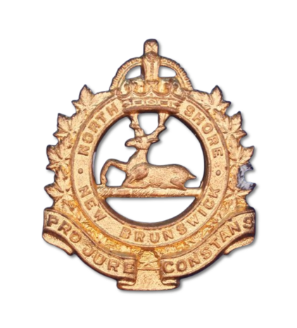 WWII North Shore New Brunswick King's Crown brass cap badge. Original