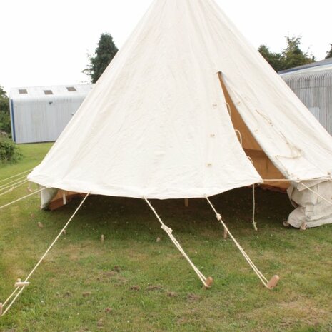 White MKV Bell Tent – Cotton Canvas – Complete with Wooden Pegs and Center Pole