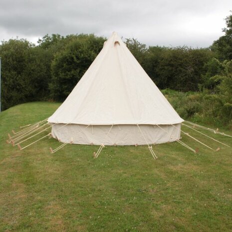 White MKV Bell Tent – Cotton Canvas – Complete with Wooden Pegs and Center Pole