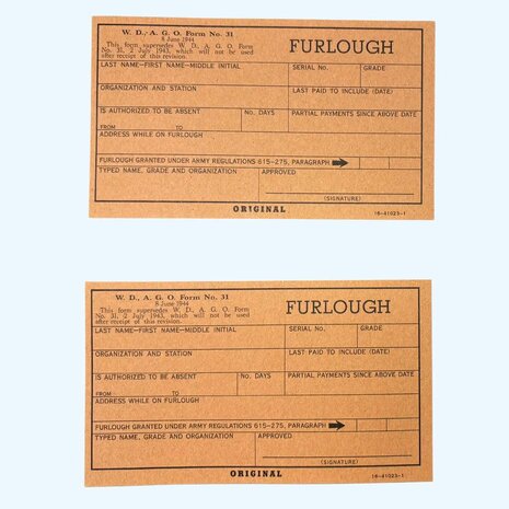 WW2 US Furlough Passes – 8 juni 1944