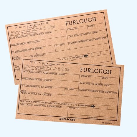 WW2 US Furlough Passes – 8 juni 1944